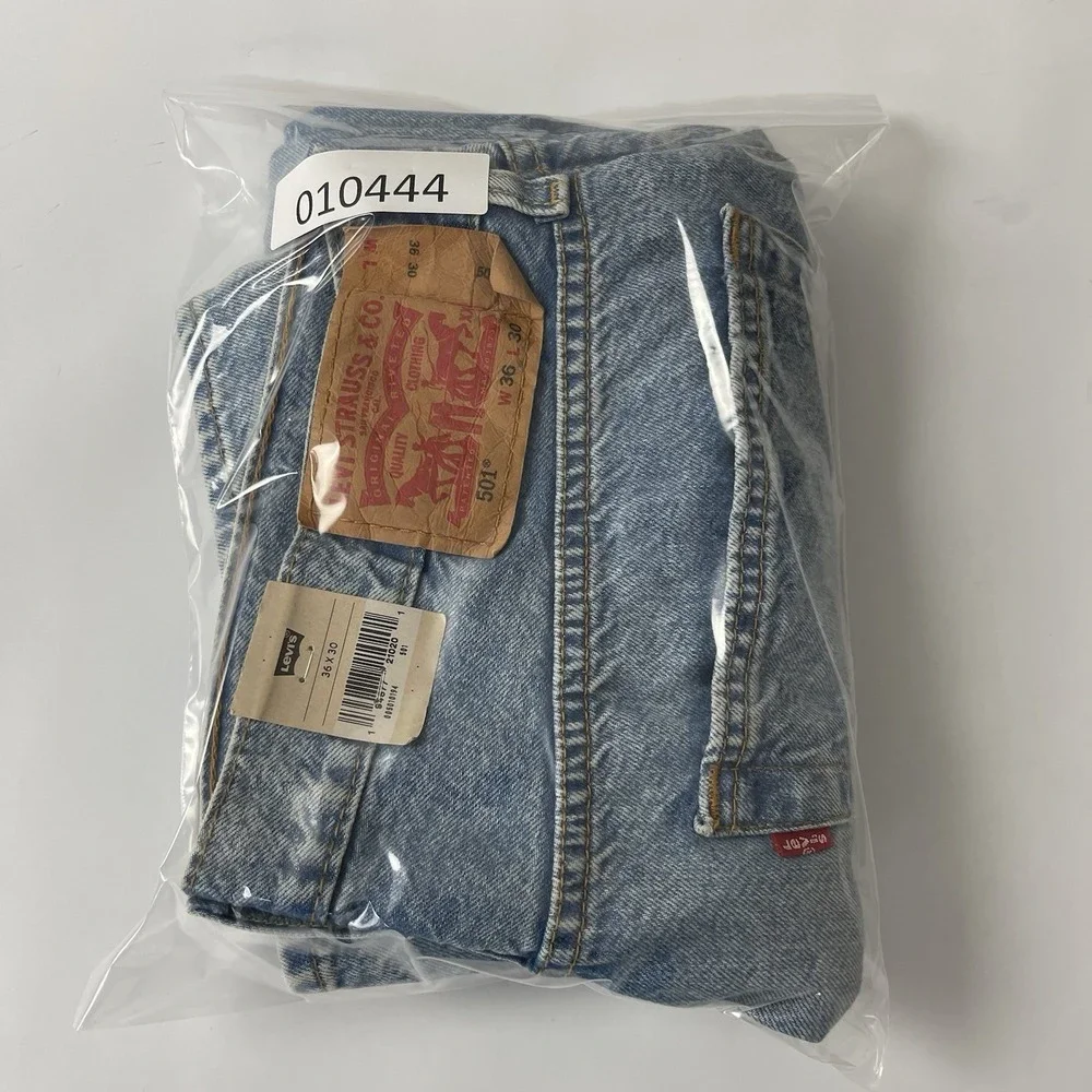 Levis 501 Jeans Mens 36x30 Blue Original Button Fly Medium Wash Denim Grunge New